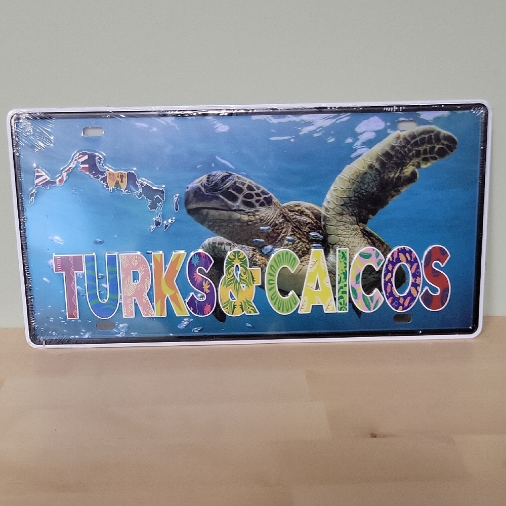 Turks & Caicos License Plate with Sea Turtle Design